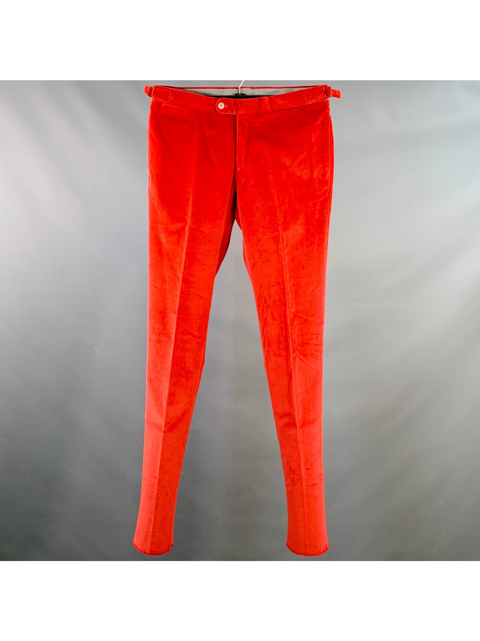Phineas Cole Size 34 Red Velvet Cotton Side Tabs Tapered Dress Pants